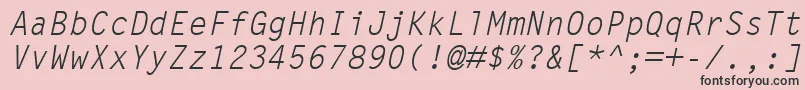 フォントLetterGothicMtOblique – ピンクの背景に黒い文字
