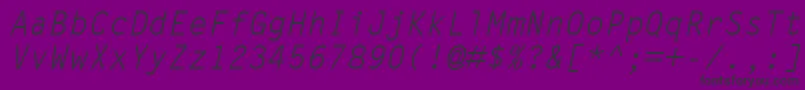 Fonte LetterGothicMtOblique – fontes pretas em um fundo violeta