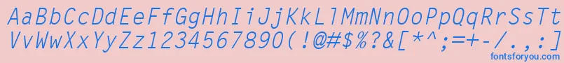 LetterGothicMtOblique-fontti – siniset fontit vaaleanpunaisella taustalla