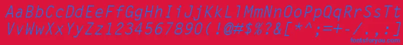 Fonte LetterGothicMtOblique – fontes azuis em um fundo vermelho