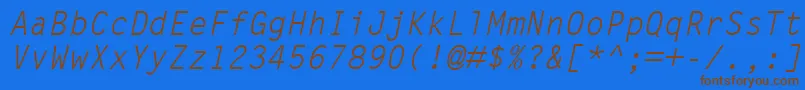 Fonte LetterGothicMtOblique – fontes marrons em um fundo azul