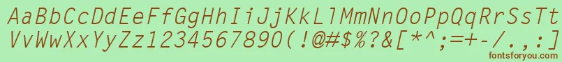 LetterGothicMtOblique-fontti – ruskeat fontit vihreällä taustalla
