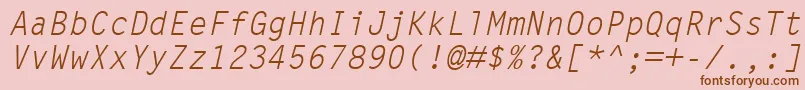LetterGothicMtOblique-fontti – ruskeat fontit vaaleanpunaisella taustalla