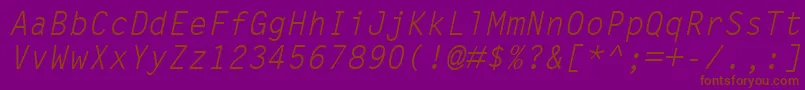 フォントLetterGothicMtOblique – 紫色の背景に茶色のフォント