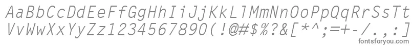 LetterGothicMtOblique-Schriftart – Graue Schriften auf weißem Hintergrund