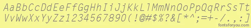 LetterGothicMtOblique-Schriftart – Graue Schriften auf gelbem Hintergrund
