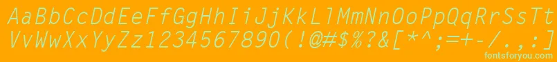 Шрифт LetterGothicMtOblique – зелёные шрифты на оранжевом фоне