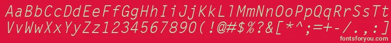 フォントLetterGothicMtOblique – 赤い背景に緑の文字