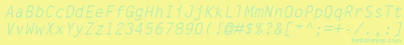フォントLetterGothicMtOblique – 黄色い背景に緑の文字