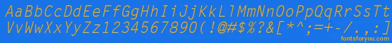 LetterGothicMtOblique Font – Orange Fonts on Blue Background