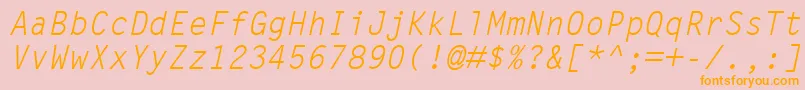 Fonte LetterGothicMtOblique – fontes laranjas em um fundo rosa