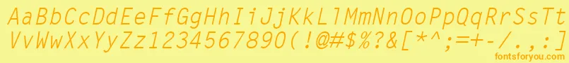 Fonte LetterGothicMtOblique – fontes laranjas em um fundo amarelo