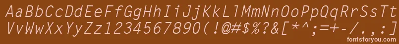 LetterGothicMtOblique-fontti – vaaleanpunaiset fontit ruskealla taustalla