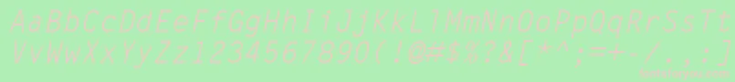 LetterGothicMtOblique-fontti – vaaleanpunaiset fontit vihreällä taustalla