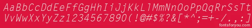 LetterGothicMtOblique-Schriftart – Rosa Schriften auf rotem Hintergrund