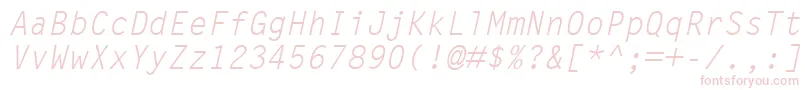 LetterGothicMtOblique-Schriftart – Rosa Schriften auf weißem Hintergrund