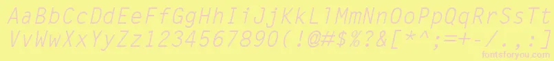 LetterGothicMtOblique-fontti – vaaleanpunaiset fontit keltaisella taustalla