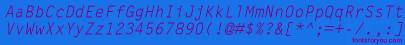 LetterGothicMtOblique-Schriftart – Violette Schriften auf blauem Hintergrund