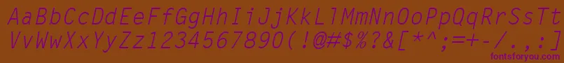 LetterGothicMtOblique Font – Purple Fonts on Brown Background