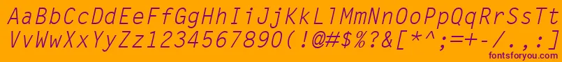 LetterGothicMtOblique-Schriftart – Violette Schriften auf orangefarbenem Hintergrund