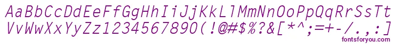 フォントLetterGothicMtOblique – 白い背景に紫のフォント