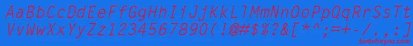 フォントLetterGothicMtOblique – 赤い文字の青い背景