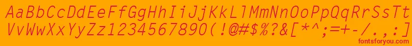 フォントLetterGothicMtOblique – オレンジの背景に赤い文字