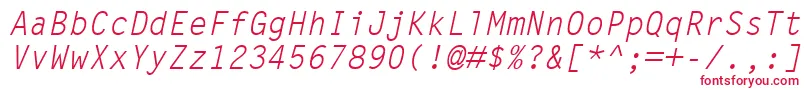 LetterGothicMtOblique-Schriftart – Rote Schriften auf weißem Hintergrund