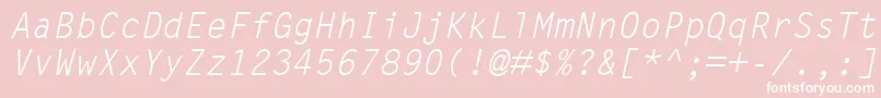 Fonte LetterGothicMtOblique – fontes brancas em um fundo rosa
