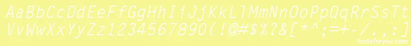Шрифт LetterGothicMtOblique – белые шрифты на жёлтом фоне