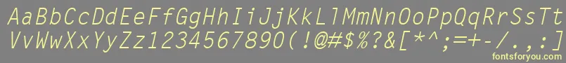 LetterGothicMtOblique-fontti – keltaiset fontit harmaalla taustalla