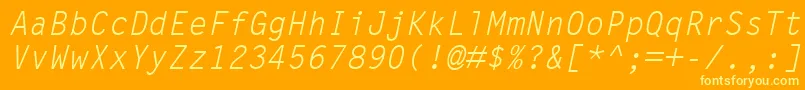 フォントLetterGothicMtOblique – オレンジの背景に黄色の文字