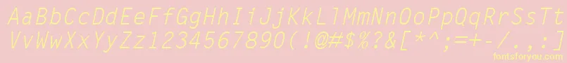 LetterGothicMtOblique-fontti – keltaiset fontit vaaleanpunaisella taustalla