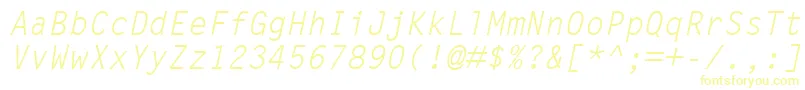 フォントLetterGothicMtOblique – 白い背景に黄色の文字