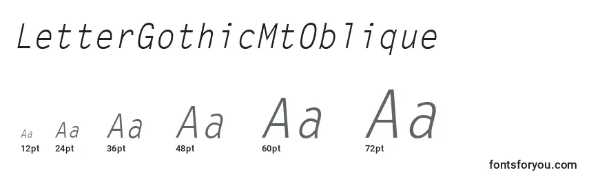 Размеры шрифта LetterGothicMtOblique