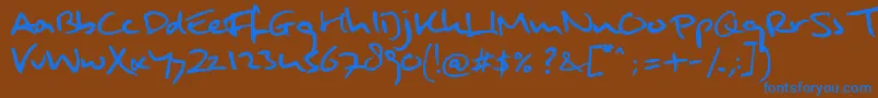 Saiba mais sobre a fonte MuldersHandwriting Fonte MuldersHandwriting – fontes azuis em um fundo marrom