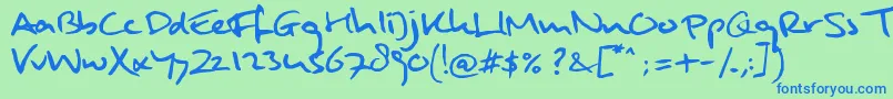 MuldersHandwriting Font – Blue Fonts on Green Background