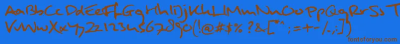 MuldersHandwriting Font – Brown Fonts on Blue Background
