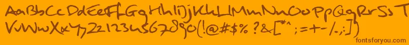 MuldersHandwriting-Schriftart – Braune Schriften auf orangefarbenem Hintergrund