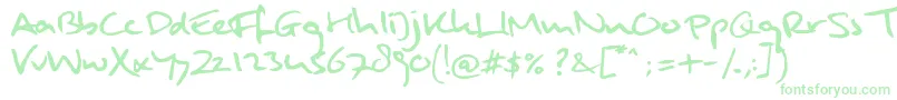 Fonte MuldersHandwriting – fontes verdes em um fundo branco
