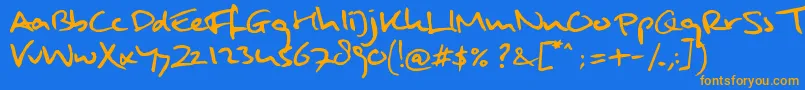 MuldersHandwriting Font – Orange Fonts on Blue Background