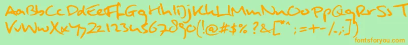 MuldersHandwriting-fontti – oranssit fontit vihreällä taustalla