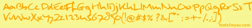 MuldersHandwriting-Schriftart – Orangefarbene Schriften auf gelbem Hintergrund