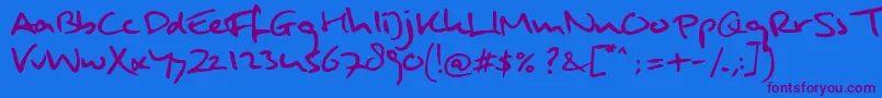 MuldersHandwriting Font – Purple Fonts on Blue Background