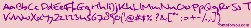 Fonte MuldersHandwriting – fontes roxas em um fundo rosa