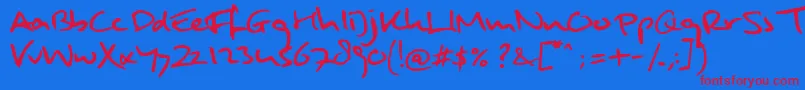 MuldersHandwriting Font – Red Fonts on Blue Background
