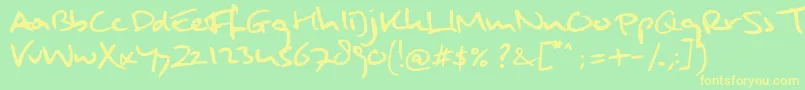 MuldersHandwriting Font – Yellow Fonts on Green Background