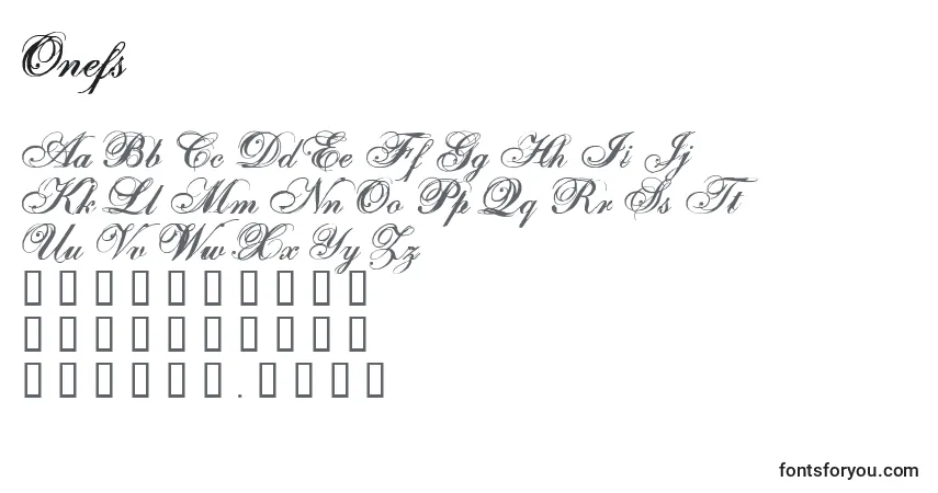 Schriftart Onefs – Alphabet, Zahlen, spezielle Symbole