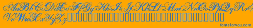 Onefs-Schriftart – Blaue Schriften auf orangefarbenem Hintergrund