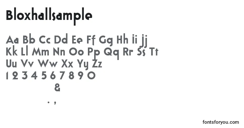 Шрифт Bloxhallsample (107418) – алфавит, цифры, специальные символы